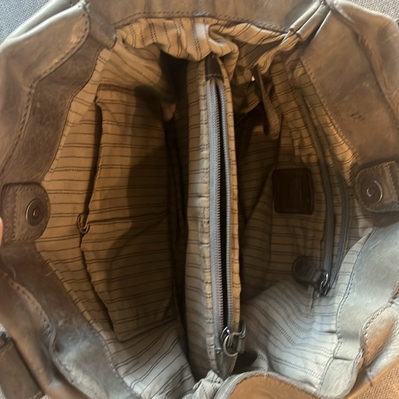 FRYE Melissa Italian Leather Large Shoulder Bag Tote in Ice Grey - Picture 4 of 5